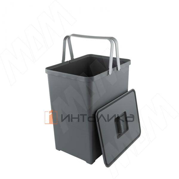 EASY Ведро для мусора подвесное 18л с крышкой, с крепежом, цвет серый базальт RAL7012 – 2