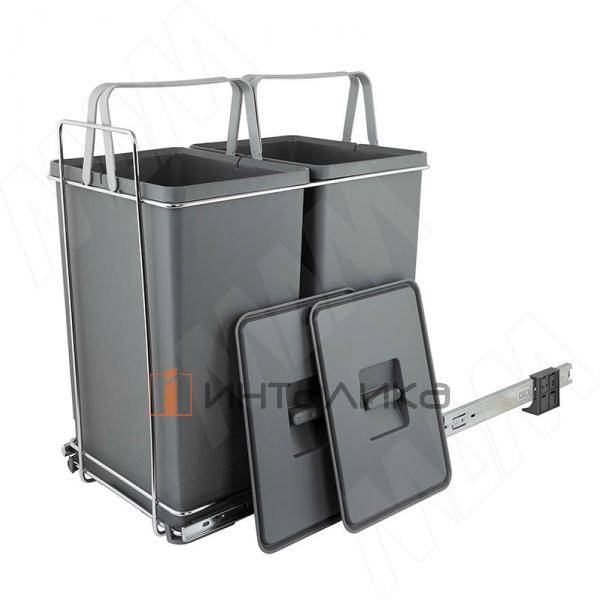 ECOFIL Система сортировки и хранения, 2 емкости (24л+24л), нижнее крепление., напр. полн. выдвиж., плавн. закр. (PF01 44B2) – 3