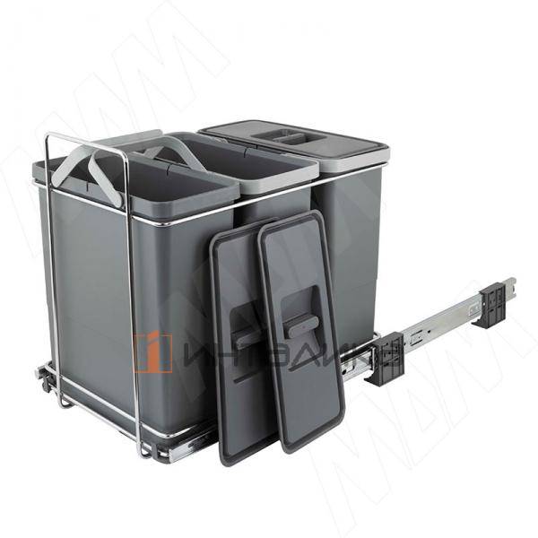 ECOFIL Система сортировки и хранения, 3 емкости (12л+12л+12л), нижнее крепление., напр. полн. выдвиж., плавн. закр. (PF01 34B4) – 3