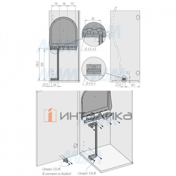 RING Ведро для мусора подвесное 10л с крышкой, с крепежом, цвет серый RAL7042 – 5