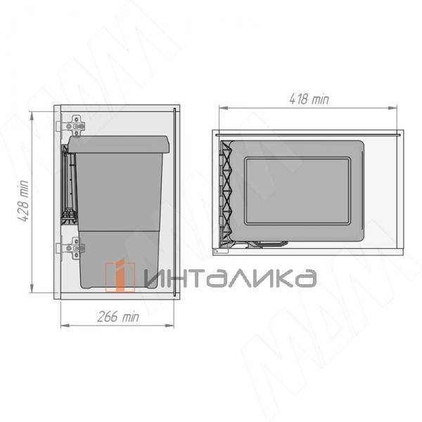 SWING 2.0 Ведро для мусора подвесное 18л с крышкой, с крепежом, цвет серый RAL7042 – 6