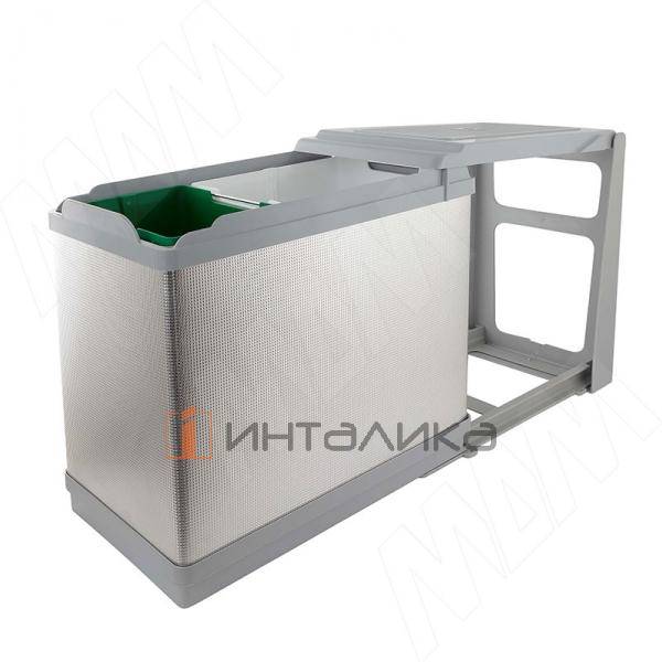 TOWER Система сортировки и хранения, 2 емкости (16л+10л), авт. крышка, нижнее крепление, пластик+алюминий – 3