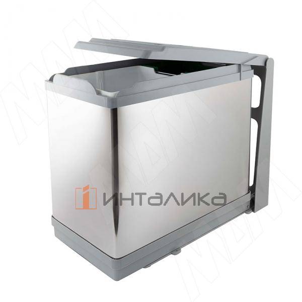 TOWER Система сортировки и хранения, 2 емкости (16л+10л), авт. крышка, нижнее крепление, пластик+нерж.сталь – 2