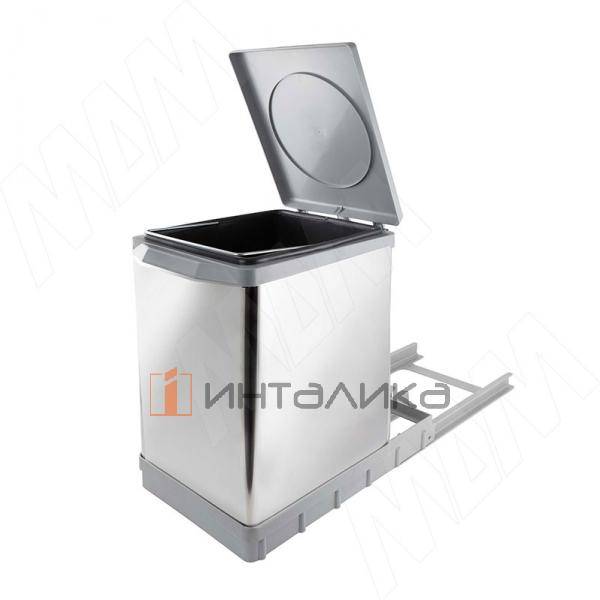 TOWER Система сортировки и хранения, 1 емкость (18л), авт. крышка, нижнее крепление, пластик+нерж.сталь – 2