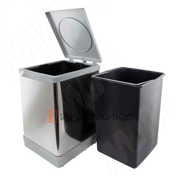 TOWER Система сортировки и хранения, 1 емкость (18л), авт. крышка, нижнее крепление, пластик+нерж.сталь – 3