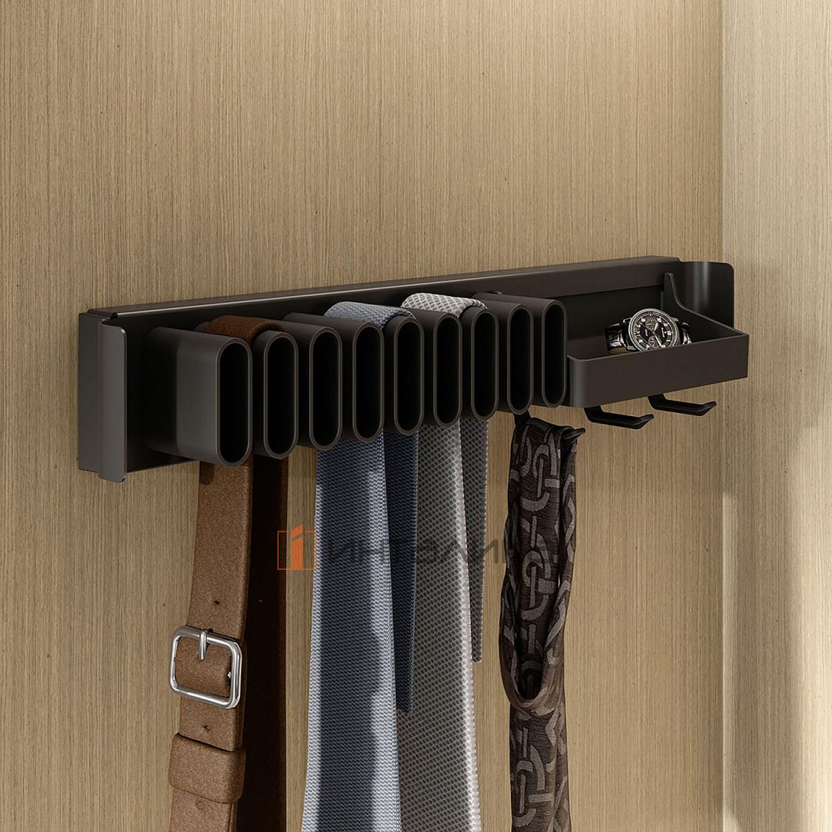 Держатель для галстуков и ремней с полочкой выдвижной 450, КЕССЕБЁМЕР / KESSEBOHMER Конеро, D 475, черный