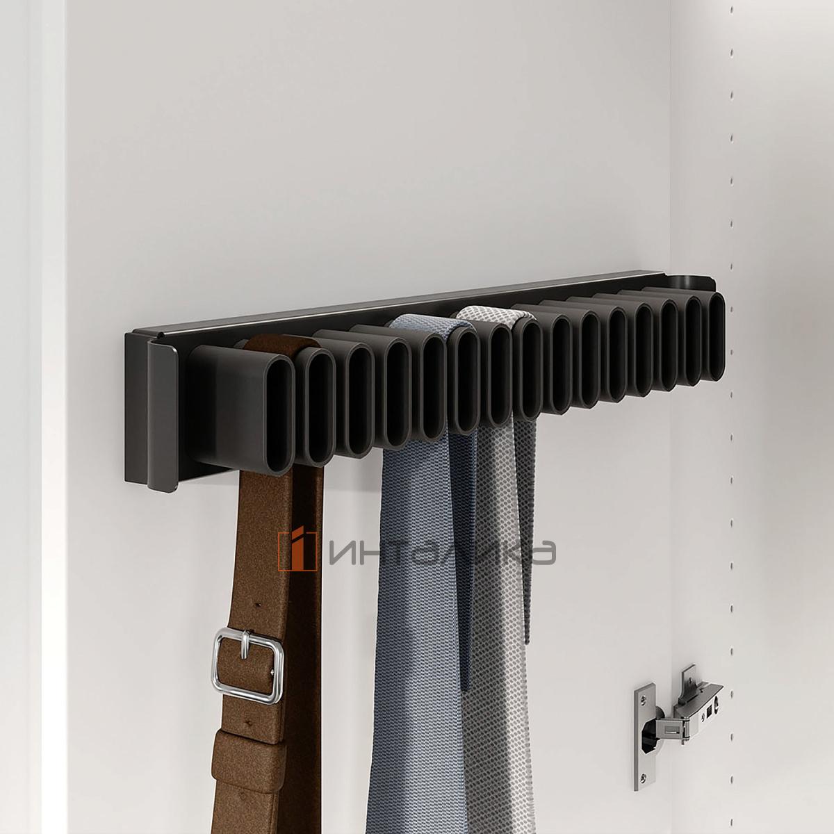 Держатель для галстуков и ремней фасадный 450, КЕССЕБЁМЕР / KESSEBOHMER Конеро, D 475, черный