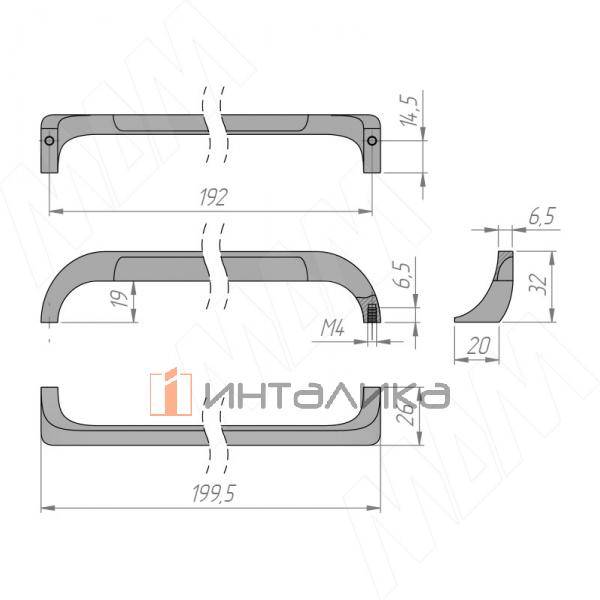 Ручка-скоба 192мм латунь – 3