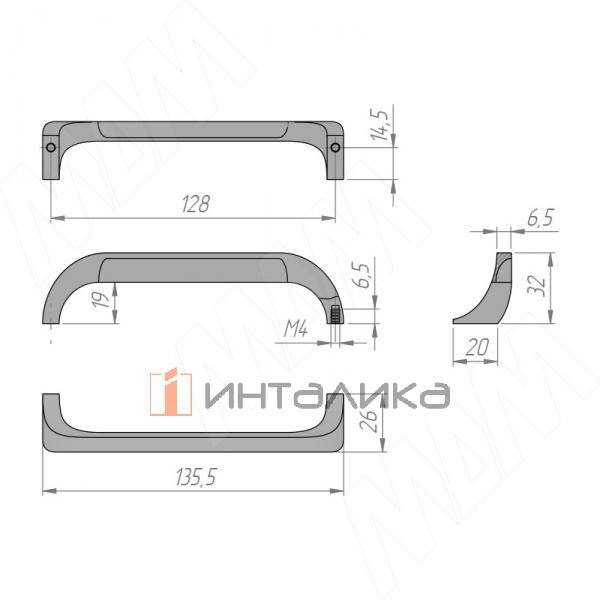 Ручка-скоба 128мм черный матовый – 3