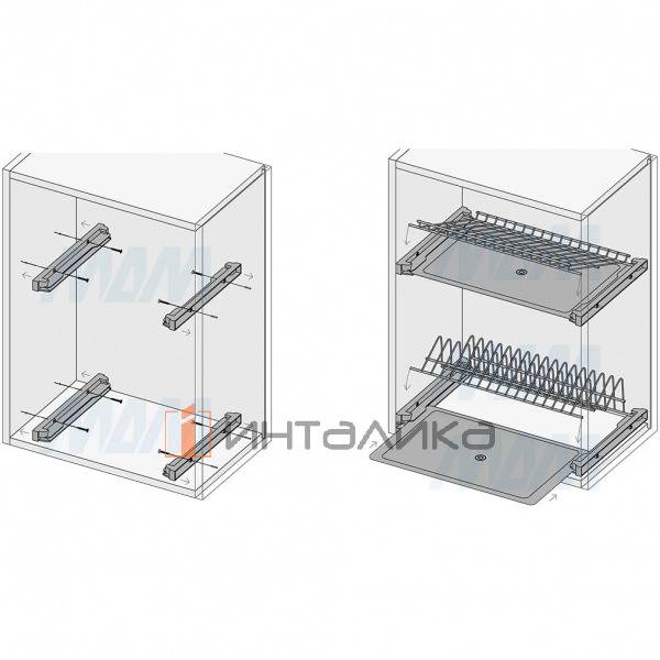 ARIA комплект посудосушителей, без рамки, поддон, 800мм, серый хром – 4
