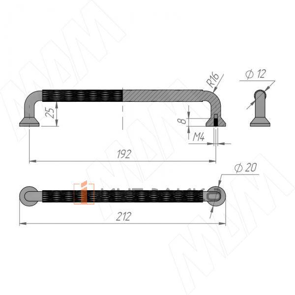 Ручка-скоба 192мм золото матовое – 3