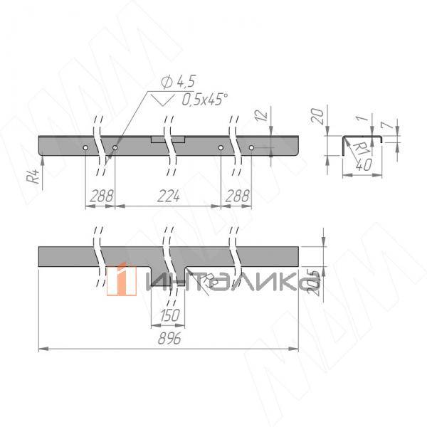 Профиль-ручка 896мм крепление саморезами черный матовый – 3