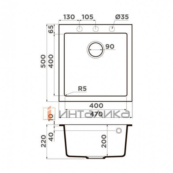 Мойка Omoikiri BOSEN 47 Tetogranit, 450, накладная, leningrad grey – 2