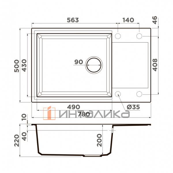 Мойка Omoikiri SAKAIME 78-LB Tetogranit, 600, накладная, бежевый – 2