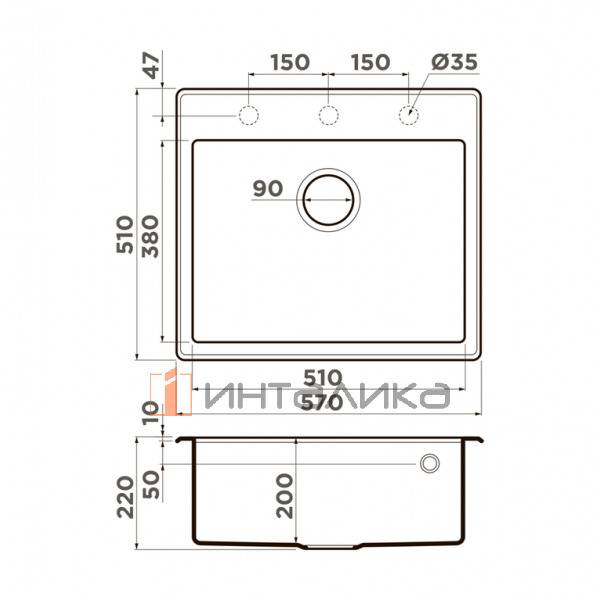 Мойка Omoikiri TEDORI 57 Tetogranit, 600, накладная, белый – 2