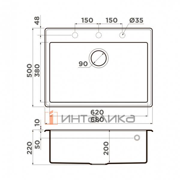 Мойка Omoikiri TEDORI 68 Tetogranit, 800, накладная, темный шоколад – 2