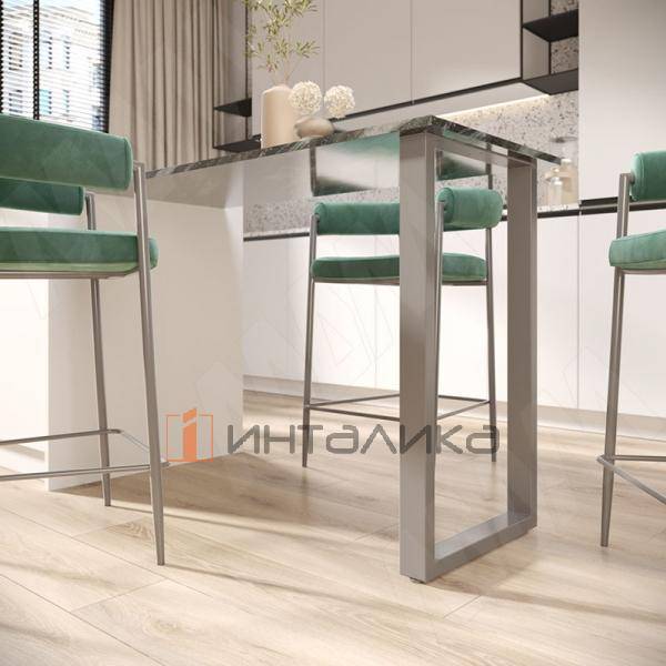 Пилар опора для стола П-образная, 60х30, 445xH1040 (+10 мм), хром матовый (RAL 9006, муар) – 5