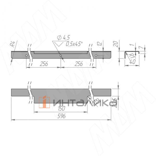 Профиль-ручка 596мм крепление саморезами золото матовое – 3