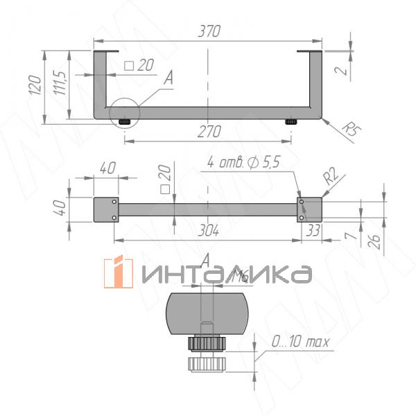 Опора декоративная Н120мм (370x120x20) черный матовый – 5