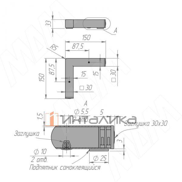 Опора декоративная Н30мм (150x150x30) черный матовый – 5