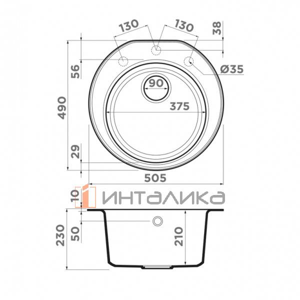 Мойка Omoikiri MIYA 50R Tetogranit, 450, накладная, эверест – 2