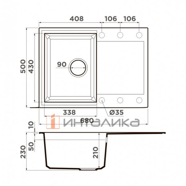 Мойка Omoikiri SAKAIME 68 Tetogranit, 450, накладная, бежевый – 2