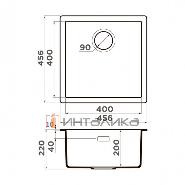 Мойка Omoikiri YAMAKAWA 45T-U/I Tetogranit, 450, накладная, черный – 2