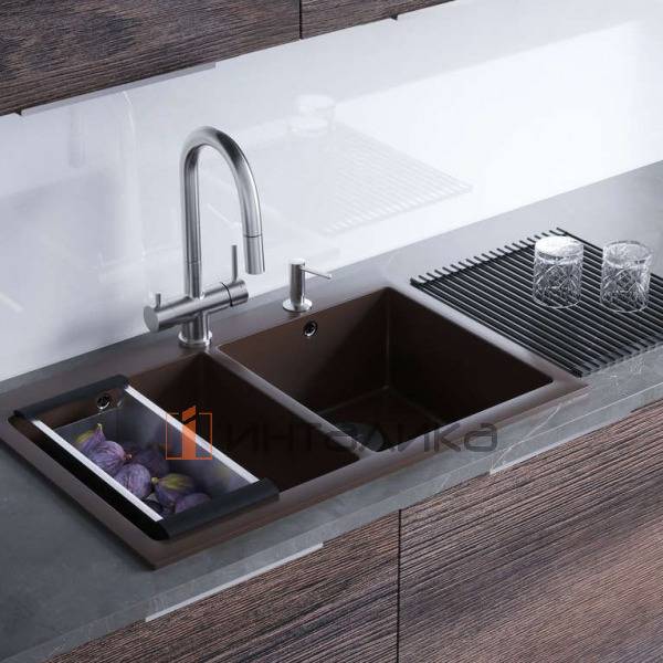 Мойка Omoikiri BOSEN 80-2 Tetogranit, 800, накладная, платина – 3