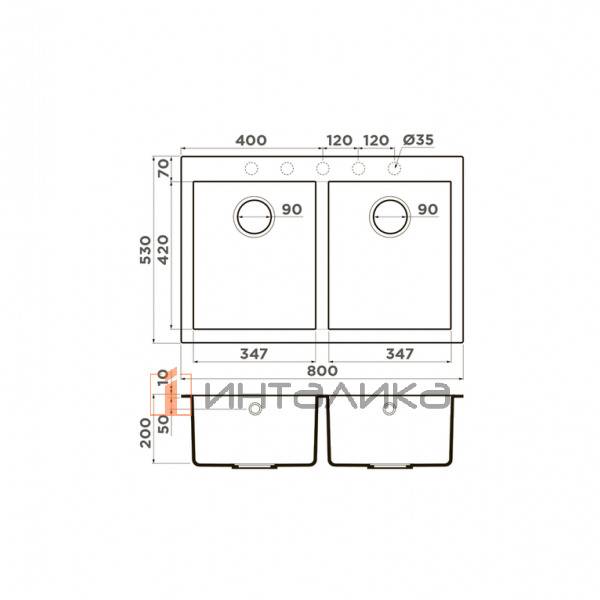 Мойка Omoikiri BOSEN 80-2 Tetogranit, 800, накладная, белый – 2