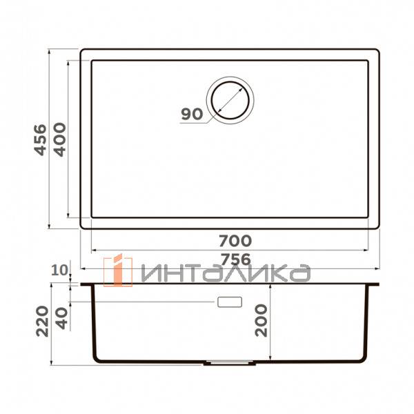 Мойка Omoikiri YAMAKAWA 75T-U/I Tetogranit, 800, накладная, черный – 2