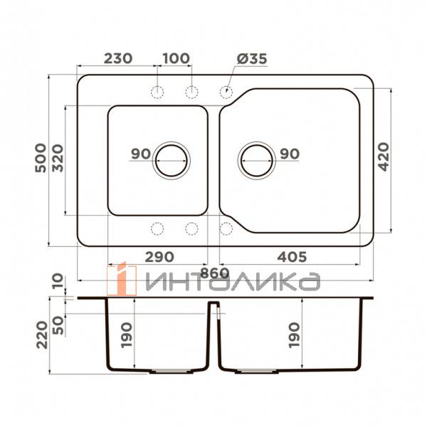 Мойка Omoikiri MARU 86-2 Tetogranit, 900, накладная, leningrad grey – 2
