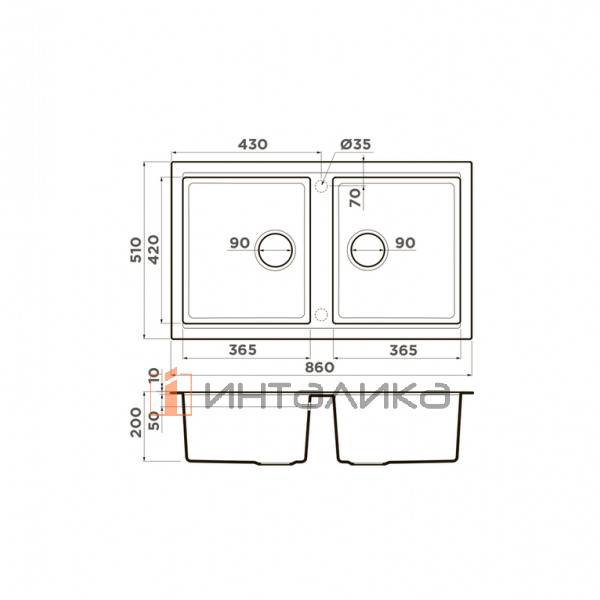 Мойка Omoikiri TEDORI 86-2 Tetogranit, 900, накладная, шампань – 2