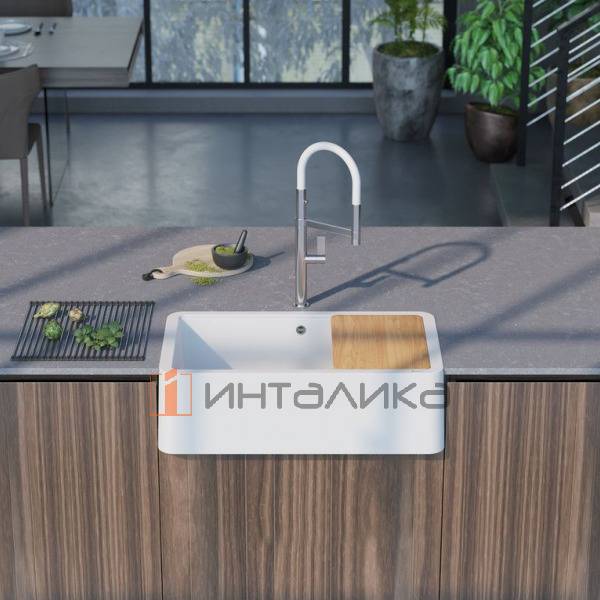 Мойка Omoikiri TARENTO 83 Tetogranit, 900, фронтальная, белый – 4