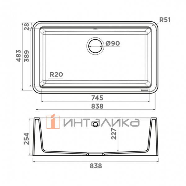 Мойка Omoikiri TARENTO 83 Tetogranit, 900, фронтальная, черный – 2