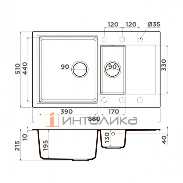 Мойка Omoikiri DAISEN 86-2 Artgranit, 800, накладная, leningrad grey – 2