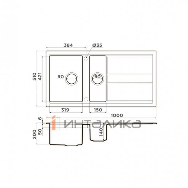 Мойка Omoikiri KITAGAWA 100-2 Artceramic, 600, накладная, leningrad grey – 2