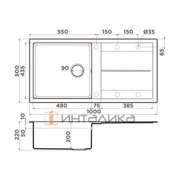 Мойка Omoikiri SUMI 100A Artceramic, 600, накладная, графит – 2