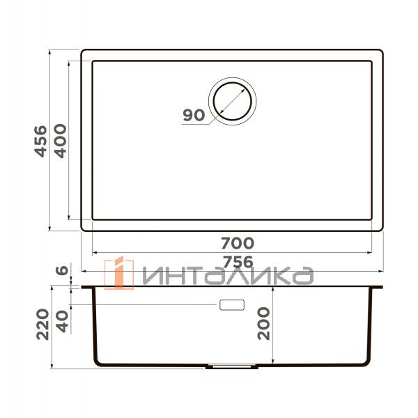 Мойка Omoikiri YAMAKAWA 75-U/I Artceramic, 800, накладная, deep ocean – 2