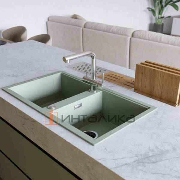 Мойка Omoikiri KITAGAWA 86-2 Artceramic, 900, накладная, wind green – 4