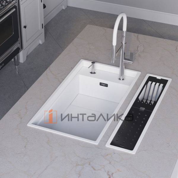 Мойка Omoikiri KINARU PRO 86-U/I Artceramic, 900, под столешницу, белый – 6