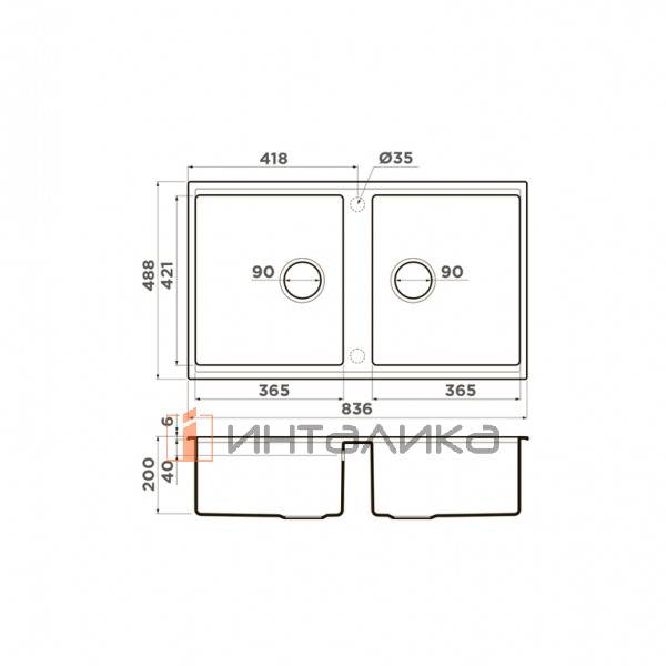Мойка Omoikiri KITAGAWA 83-2-U Artceramic, 900, под столешницу, белый – 2
