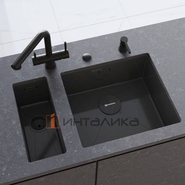 Мойка Omoikiri TAKI 20-U/IF нержавеющая сталь, 300, накладная, вороненая сталь – 3