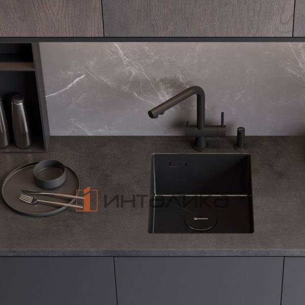 Мойка Omoikiri TAKI 44-U/IF нержавеющая сталь, 450, накладная, вороненая сталь – 3