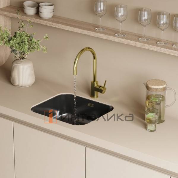 Мойка Omoikiri OMI 49-U/I нержавеющая сталь, 600, накладная, вороненая сталь – 4