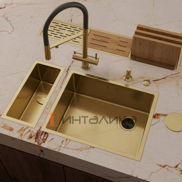 Мойка Omoikiri TAKI 54-U/IF Side SF нержавеющая сталь, 600, накладная, светлое золото – 4
