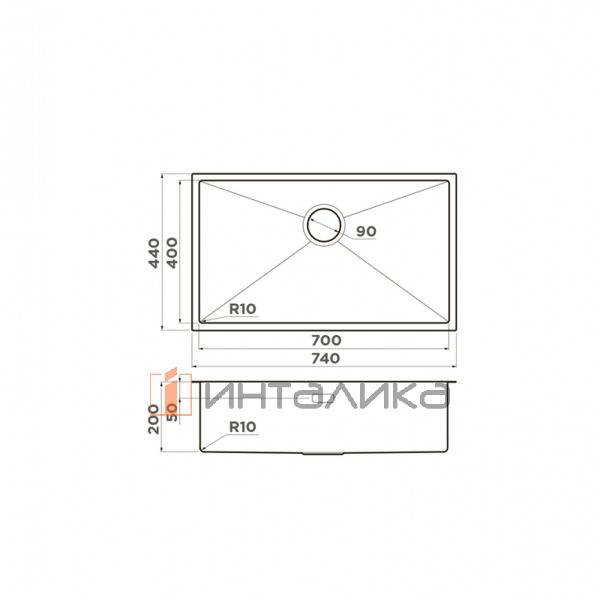 Мойка Omoikiri TAKI 74-U/IF нержавеющая сталь, 800, накладная, графит – 2