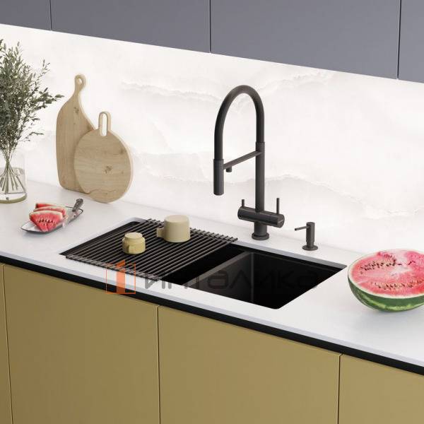 Мойка Omoikiri TAKI 85-2-LB-U/IF Side нержавеющая сталь, 900, накладная, графит – 3