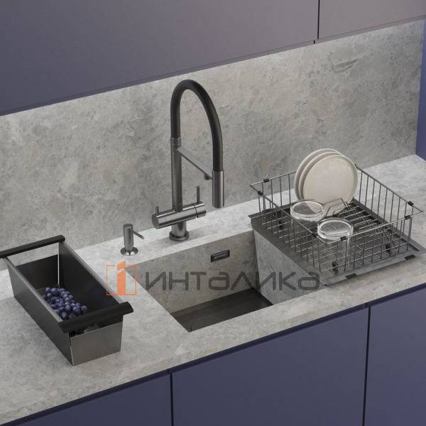 Мойка Omoikiri KASEN 49-16 INT нержавеющая сталь, 600, интегрированная, вороненая сталь – 4