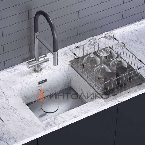 Мойка Omoikiri KASEN 53-26 INT нержавеющая сталь, 600, интегрированная, вороненая сталь – 6