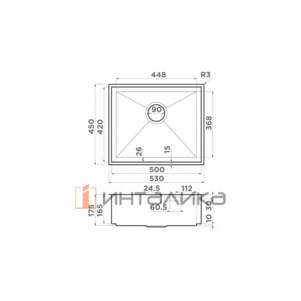 Мойка Omoikiri KASEN 53-26 INT нержавеющая сталь, 600, интегрированная, вороненая сталь – 2
